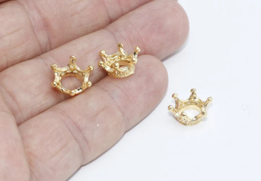 6x12mm 22 ayar Parlak Altın Boncuklar, Taç Boncuklar, KDR134