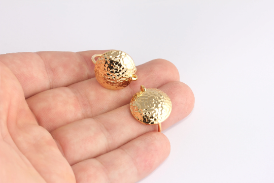Anelli in oro lucido 24k da 18-19 mm, anelli circolari, anelli martellati, anelli vistosi, SLM649