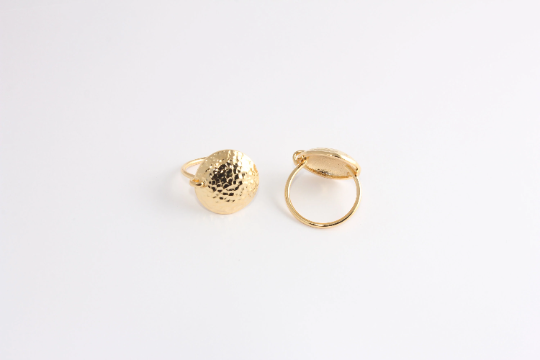 Anelli in oro lucido 24k da 18-19 mm, anelli circolari, anelli martellati, anelli vistosi, SLM649