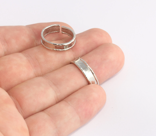 17-18mm Rhodium Plated Rings, Minimalist Ring, Silver  SLM498