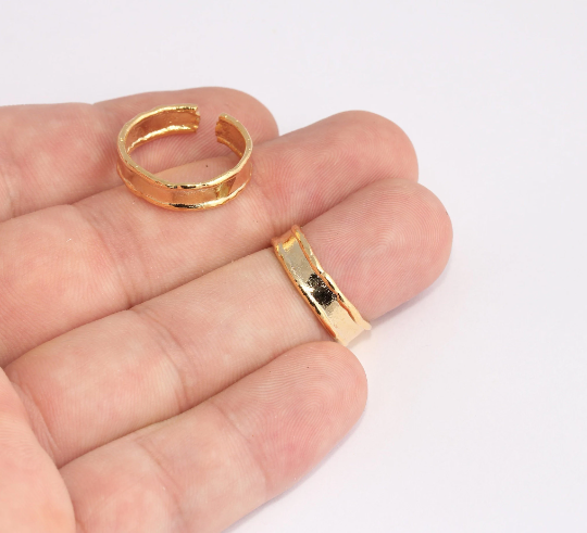 17-18mm 24k Shiny Gold Rings, Gold Minimalist Ring, Gold SLM429