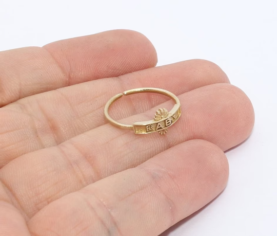 17mm Raw Brass Baby Ring, Adjustable Ring, Dainty Rings, CHK261