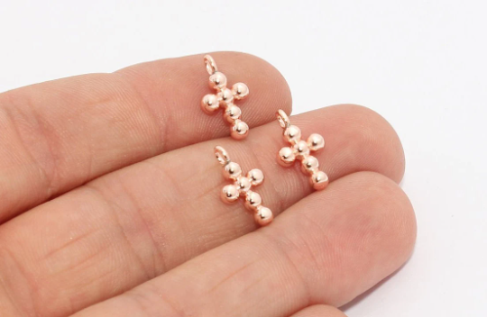 8x14mm Rose Gold Cross Charms, Gold Cross Pendant, MTE944
