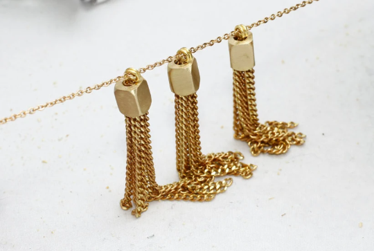 50 mm Ham Pirinç Zincir Püskül Kolye, Pirinç Kolye Metal TSL81