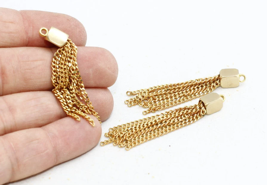 50 mm Ham Pirinç Zincir Püskül Kolye, Pirinç Kolye Metal TSL81