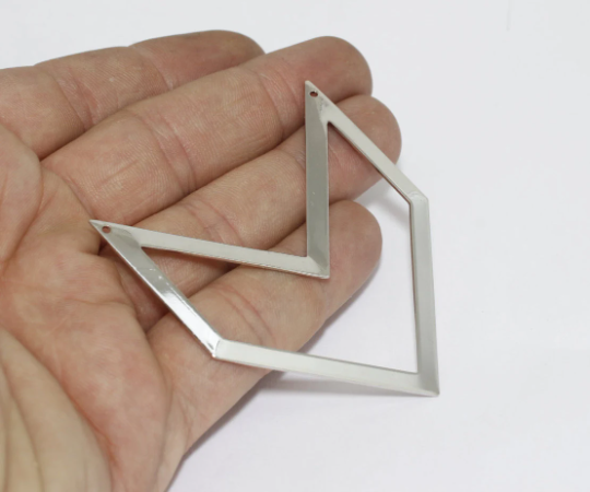 58x62mm Silver Plated Chevron Pendant, Chevron Charms,  MTE204