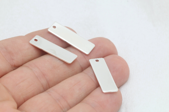 8x25mm Silver Plated Nameplate Bar, Rectangle Charms, MTE1528