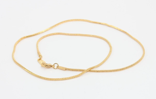 16'' 1,2mm 24k Shiny Gold Snake Necklace, Finished Snake  CHK257