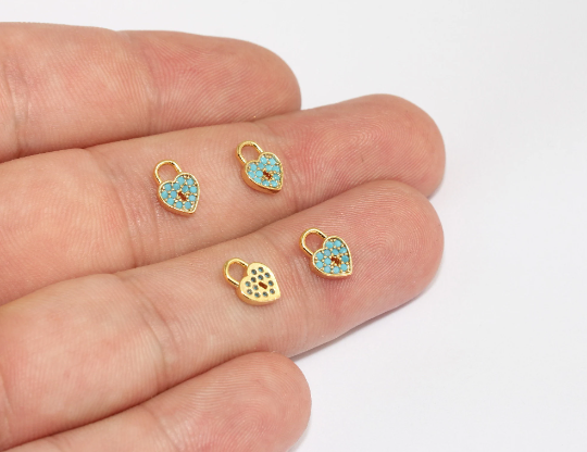 Shiny Gold Heart Lock Charms