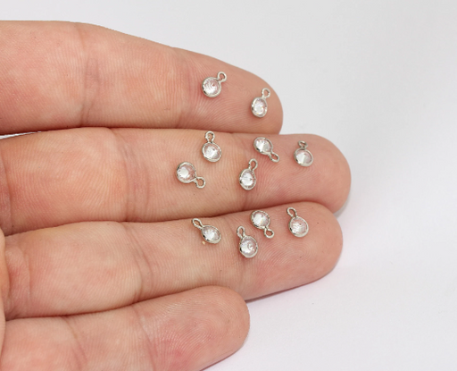 Rhodium Plated Cubic Zirconia Charms