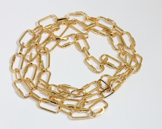 11x21 mm 24 Ayar Parlak Altın Bağlantı Zinciri, El Yapımı LLC, CHK603-1