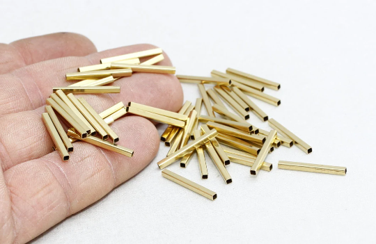Raw Brass 2x20mm Square tubes, Square tube beads, Tube, TBR63