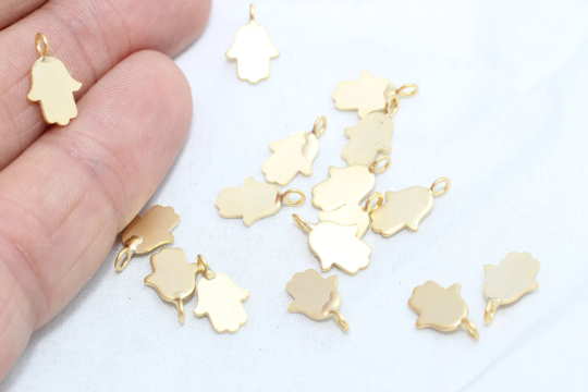 7x11mm 24k Matt Gold Hamsa Charms, Hamsa Jewelry, BRT248