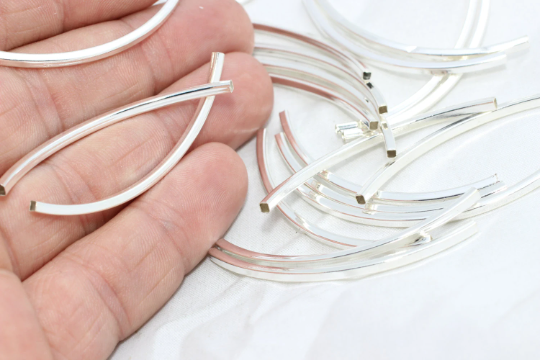2x50mm Silver Plated Cuff Tubes, Bracelet Bangle, Tube , BLS53