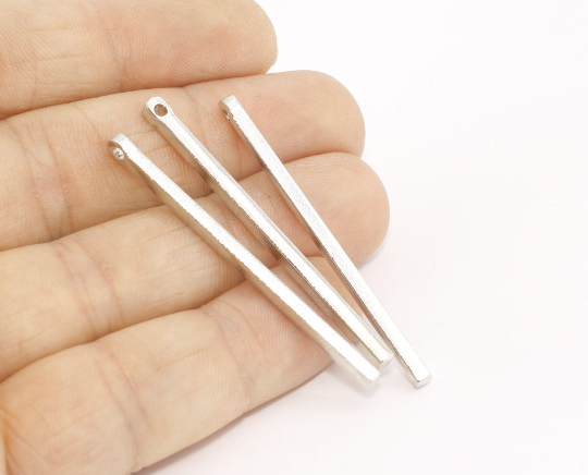 3x50mm Rodyum Kare Çubuk, Çubuk Takılar, Çubuk Kolye, MTE367