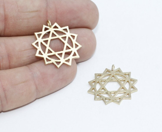 25x28mm Raw Brass Chakra Charms, Chakra Necklace, SOM216