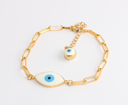 Shiny Gold Evil Eye Bracelets