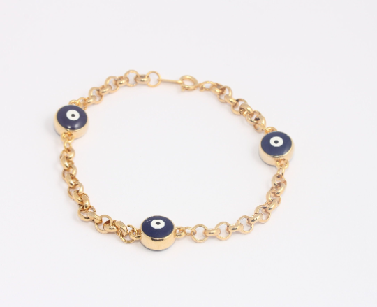 Shiny Gold Evil Eye Bracelets