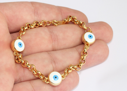 Shiny Gold Evil Eye Bracelets