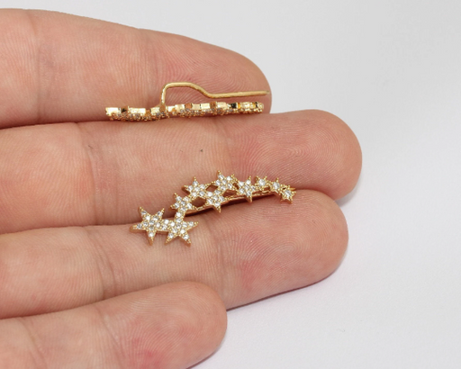 Shiny Gold Micro Pave Star Earrings