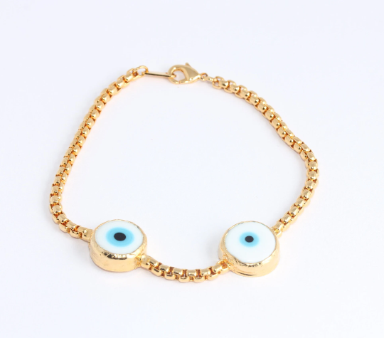 Shiny Gold Evil Eye Bracelets