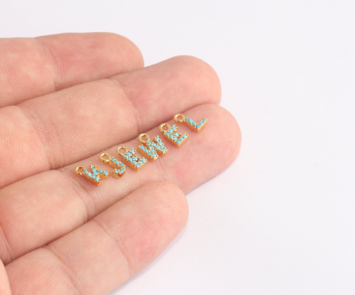 Letter Charms, CZ Letter Beads