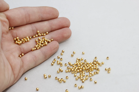 3mm 24k Shiny Gold Beads, Spacer Beads, Hollow Beads, BRT541
