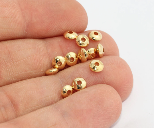2x4,5mm 24k Shiny Gold Spacer Beads, Rondelle Beads, MTE1290