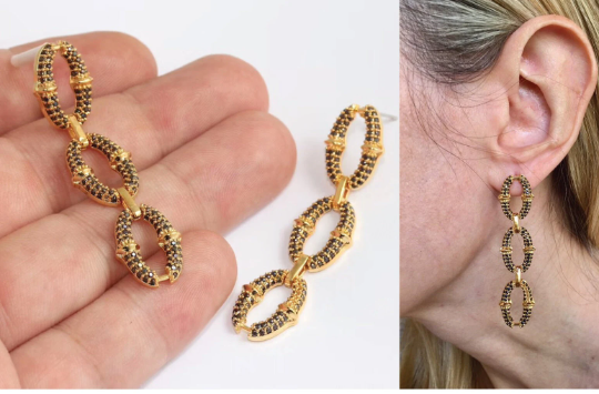 Drop Earrings, Micro Pave