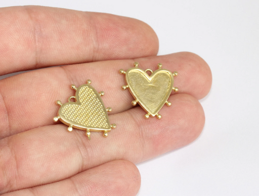 Brass Heart Charms