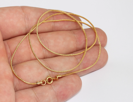 19" 24k Shiny Gold Necklace, Tiny Chain, Finished Chain CHK503-1