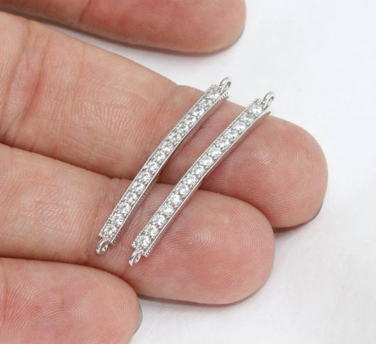 3x35 mm Rodyum Kaplama Bilezik Çubuğu, CZ Çubuk Bilezik, ZRCN546