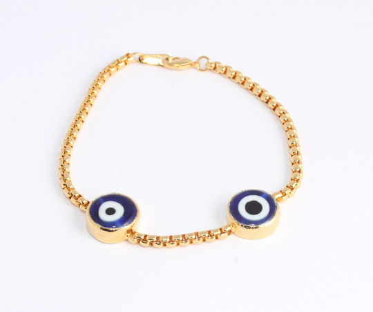 Shiny Gold Evil Eye Bracelets