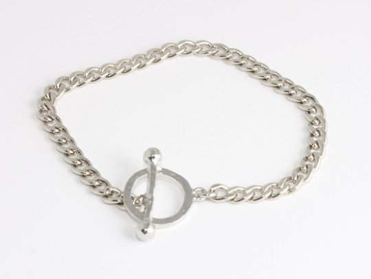 Rhodium Plated Curb Bracelet