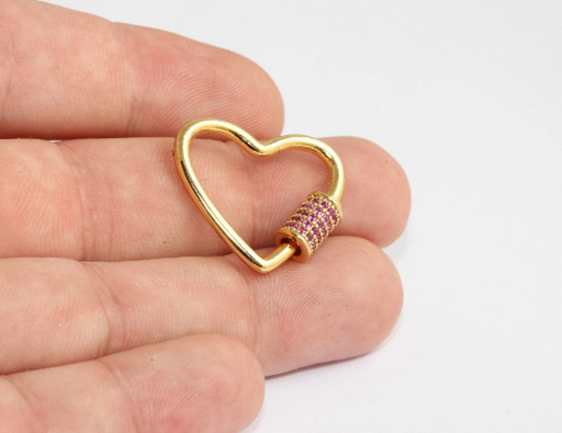 Shiny Gold Heart Screw Clasp