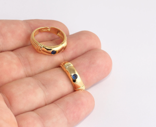 17-18mm 24k Shiny Gold Micro Pave Rings, Dainty Rings, CZ SLM619