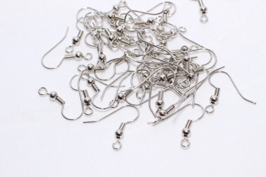 18mm Silver Plated Earring Hook, Silver Ear Wires, Fish BRT507