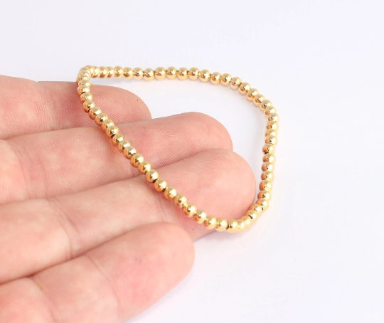 3mm 24k Shiny Gold Beaded Bracelet Gold Ball Bracelet Gold             BLK1