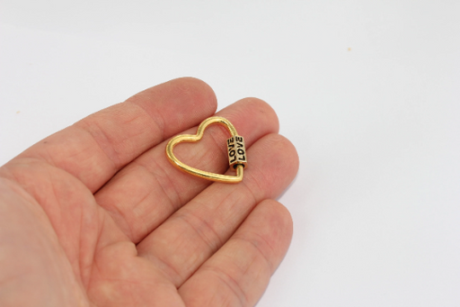 Shiny Gold Heart Screw Clasp