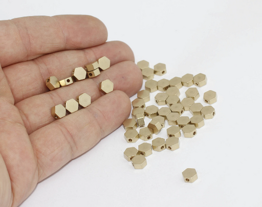 Brass Hexagon Beads