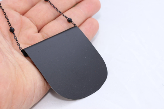 52x58mm Black Plated Square Pendant, Handmade Necklace ETS89