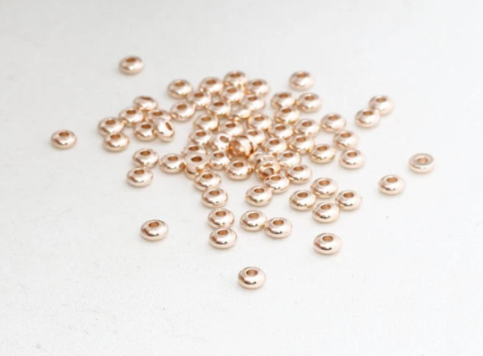 4mm Rose Gold Spacer Beads, Spacers, Rondelle Beads, ROSE91