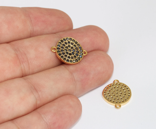 14x20mm 24k Shiny Gold Coins, Micro Pave Round Charms, MLS959