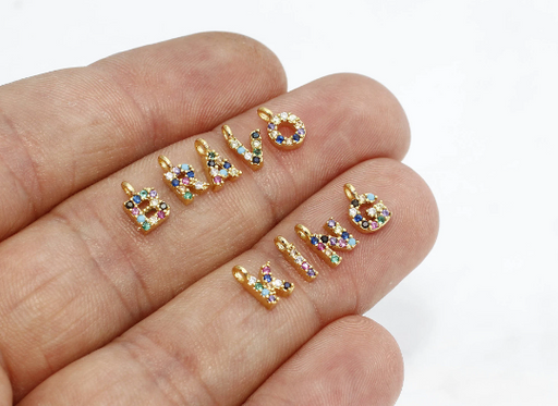 Cz Colorful Letter Charms
