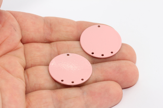 25mm Pink Plated Round Disc, Round Disc, Stamping , Disc MTE639