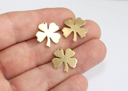 18x21mm 24k Shiny Gold Clover Charms, Clover Pendant, MLS174