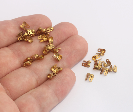 Raw Brass Ball Chain Crimps