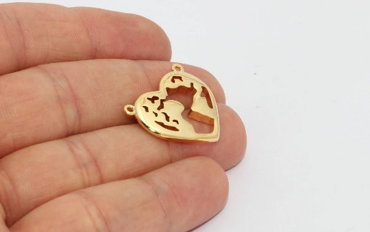 21x24mm 24k Shiny Gold Charms, World Map Charm, MTE1189