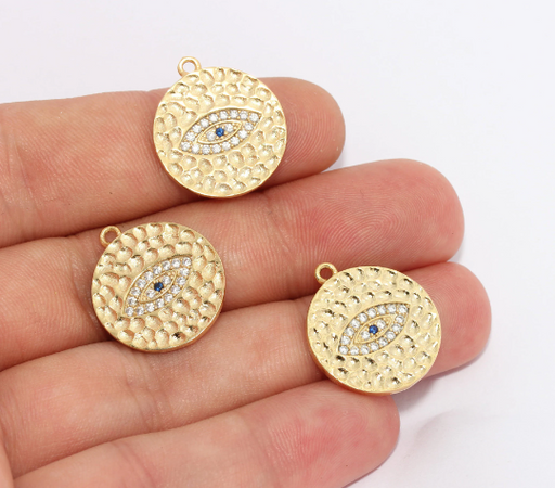 Shiny Gold Evil Eye Medallion