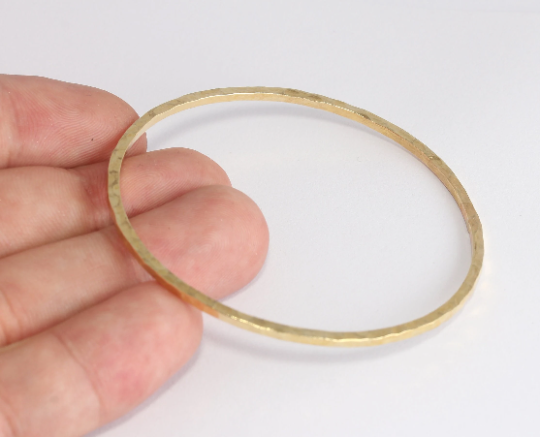 60mm Raw Brass Flat Bracelet, Hammered Bracelet, TFK18-2
